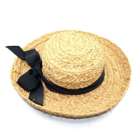 B0 Flawless HELEN KAMINSKI Classic Bretton Straw Natural Hat Summer Bow Flower - Picture 2 of 6